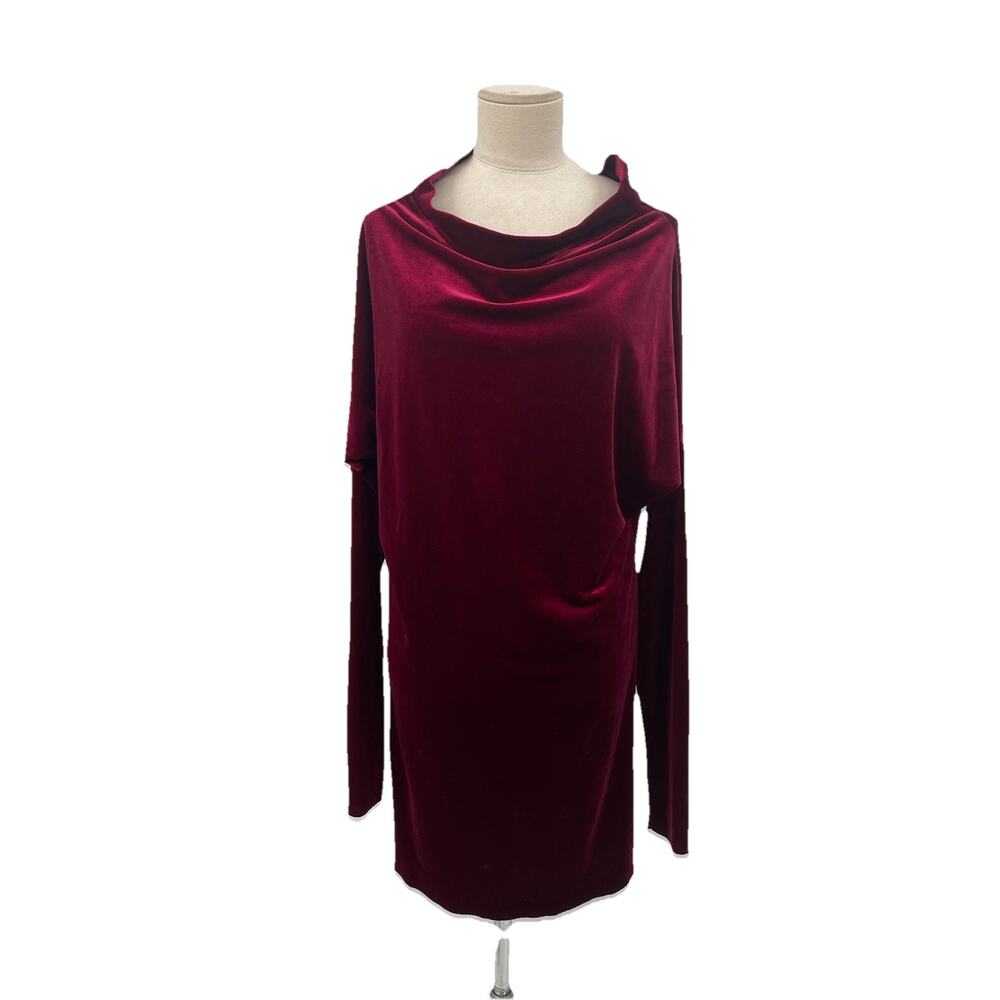 Norma Kamala All In One Dress Maroon Velvet Size Small